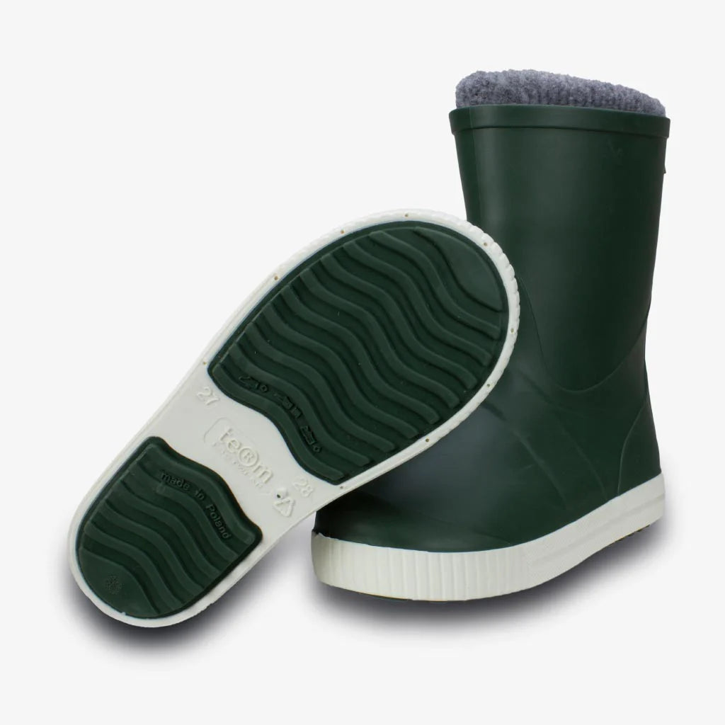 Green Sock-Lined Junior Rubber Wellies