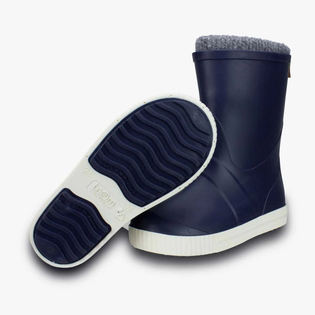 Navy Sock-Lined Junior Rubber Wellies