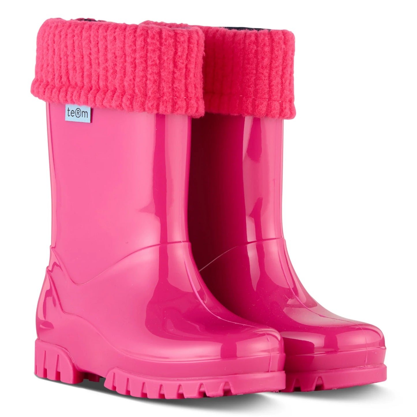Rolltop Shiny Wellies with Socks - Pink