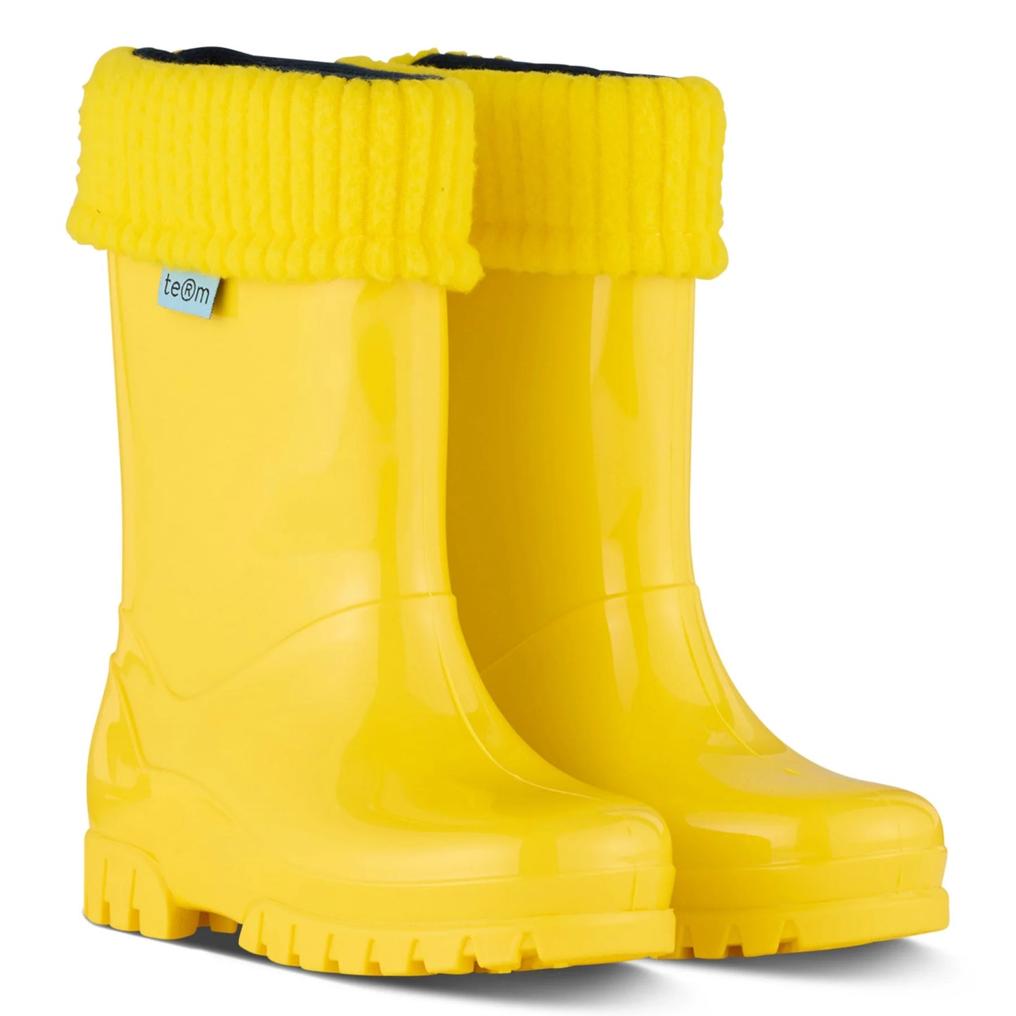 Rolltop Shiny Wellies with Socks - Yellow